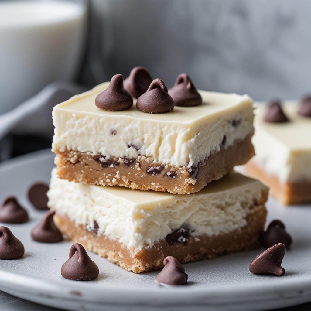 Healthy No-Bake Banana Greek Yogurt Chocolate Chip Cheesecake Bars