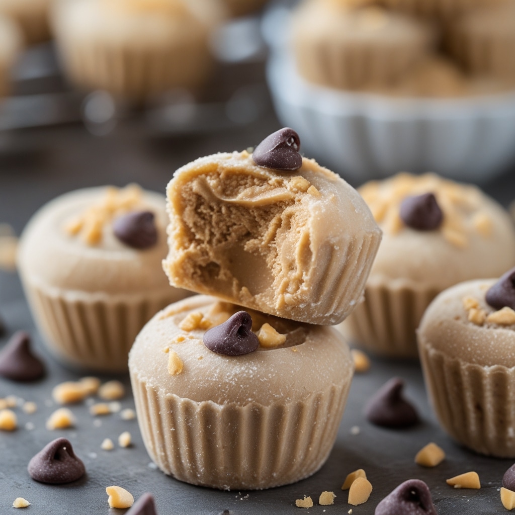 Frozen Greek Yogurt Peanut Butter Bites with Chocolate Chips