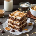 Healthy No-Bake Chocolate Banana Greek Yogurt Oat Bars with Peanut Butter Drizzle