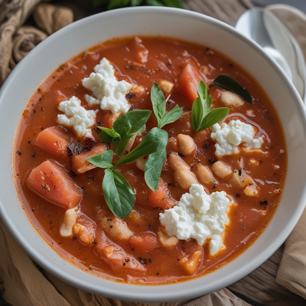 High Protein Tomato Soup with Cottage Cheese