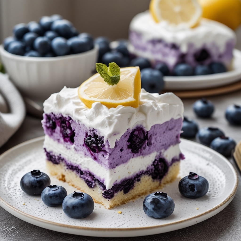 No-Bake Lemon dazzling Blueberry cream Cake