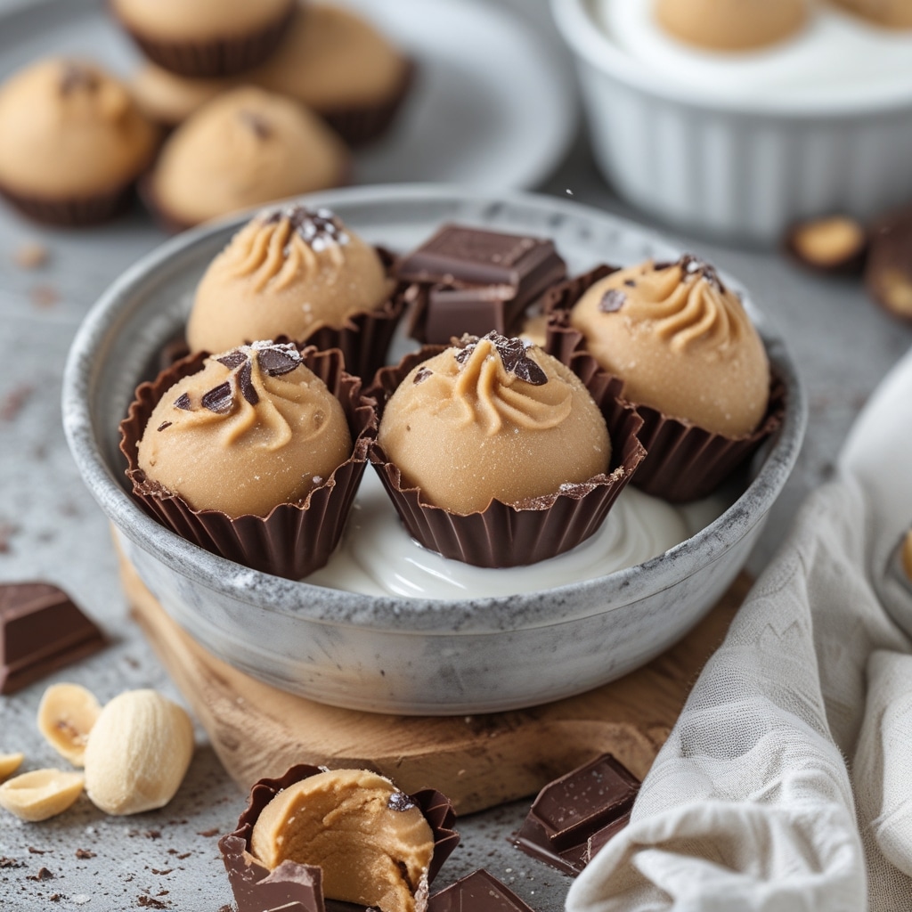 Frozen Greek Yogurt Peanut Butter Bites with Chocolate