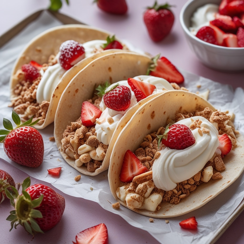 Strawberry Crunch Cheesecake Tacos