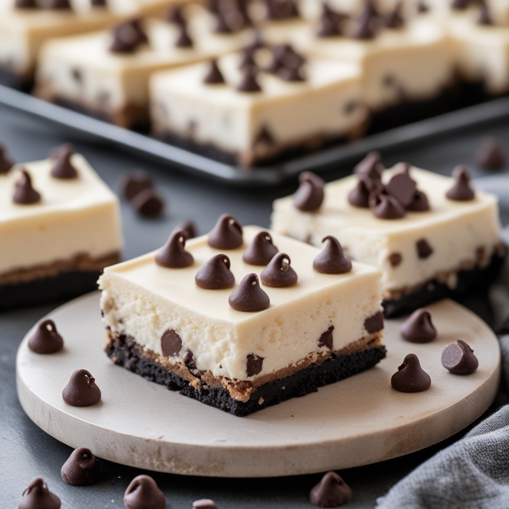 Decadent Chocolate Chip Cheesecake Bar Bites