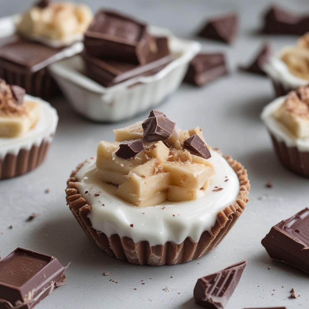 Frozen Peanut Butter Banana Greek Yogurt Chocolate Cups