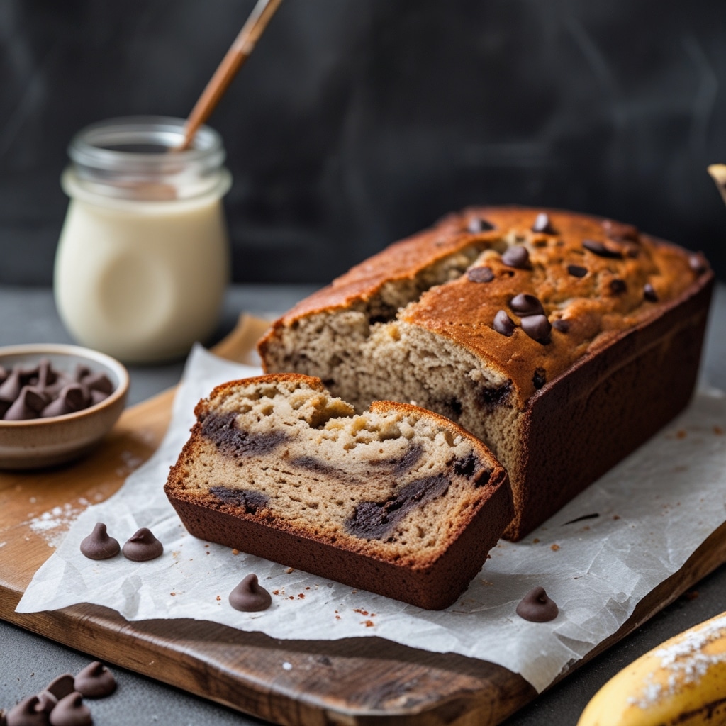 High Protein Banana Greek Yogurt Bread with Chocolate Chip