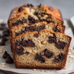 Soft Greek Yogurt Banana Bread with Oat Crust and Dark Chocolate Chip Layers