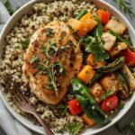 - Herb-Crusted Chicken with Quinoa and Veggies
