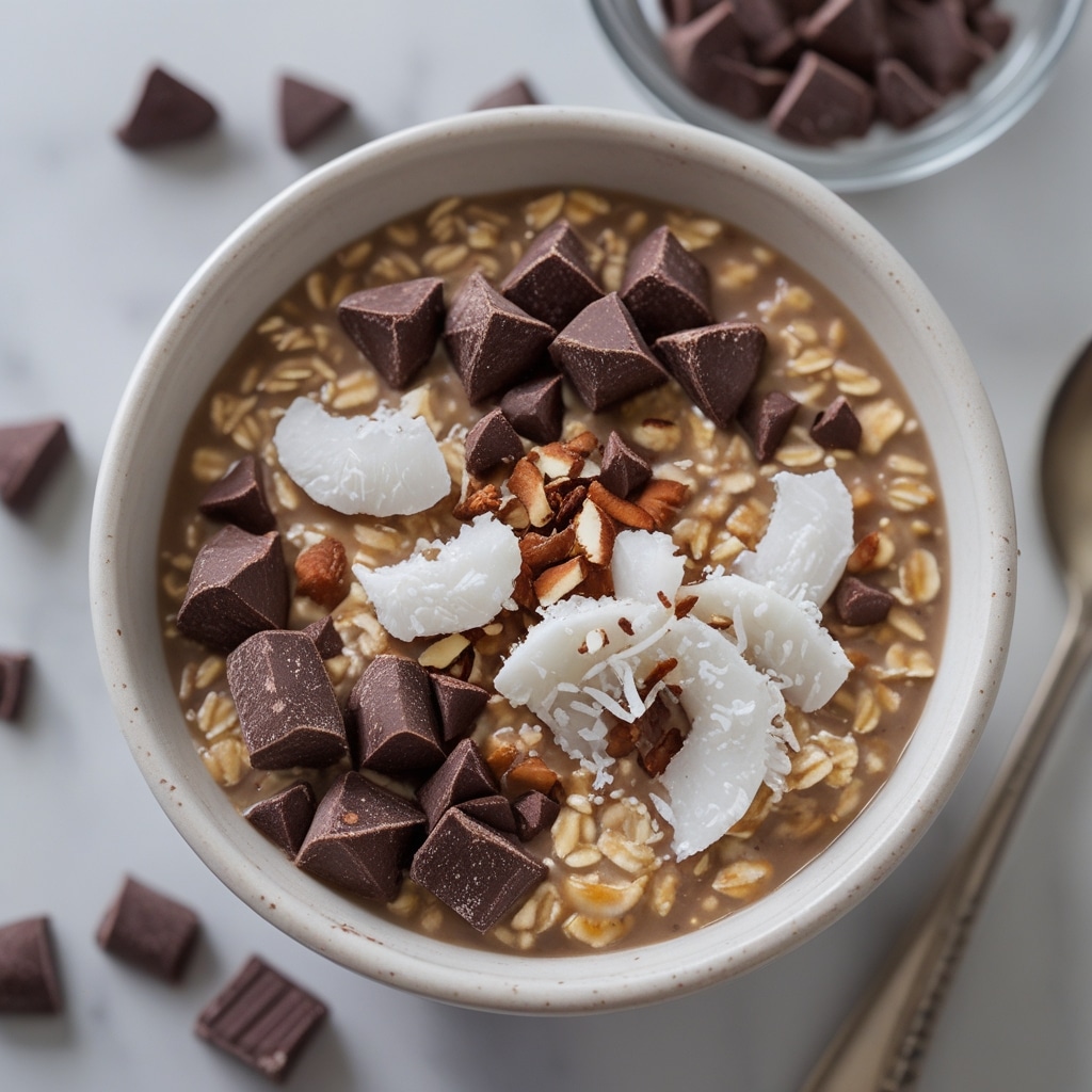 - Chocolate Coconut Protein Overnight Oats