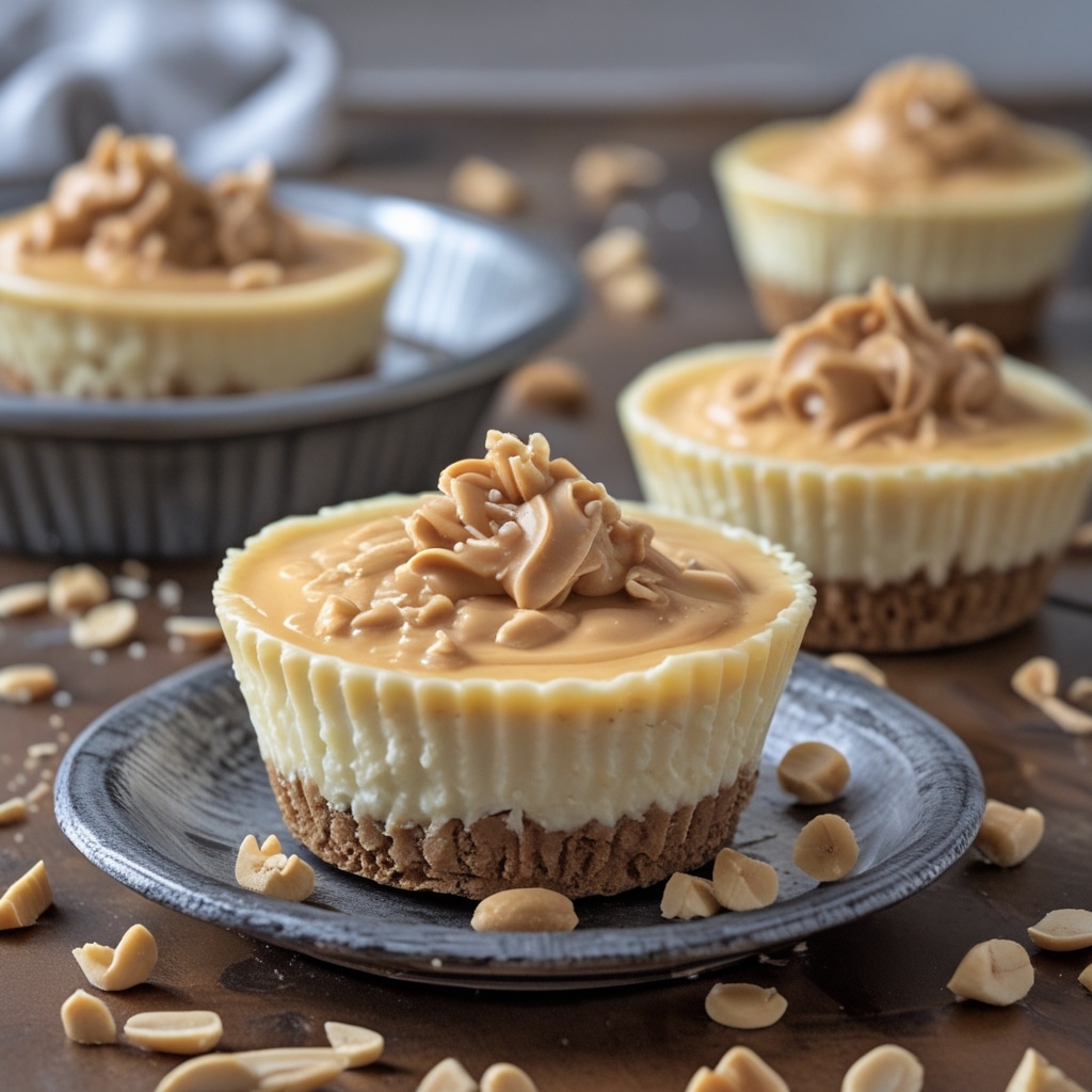 Peanut Butter Cottage Cheese Cheesecake Cups