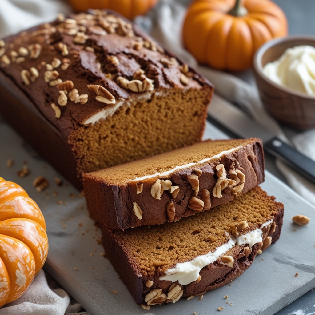 Keto Pumpkin Bread with Cream Cheese Filling