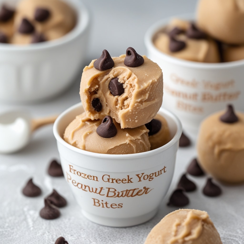 Frozen Greek Yogurt Peanut Butter Bites with Chocolate Chips