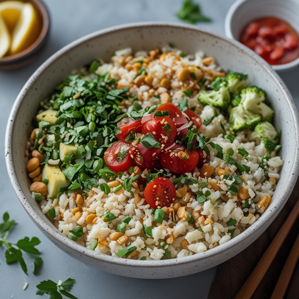 Savory Cauliflower Rice Protein Bowl