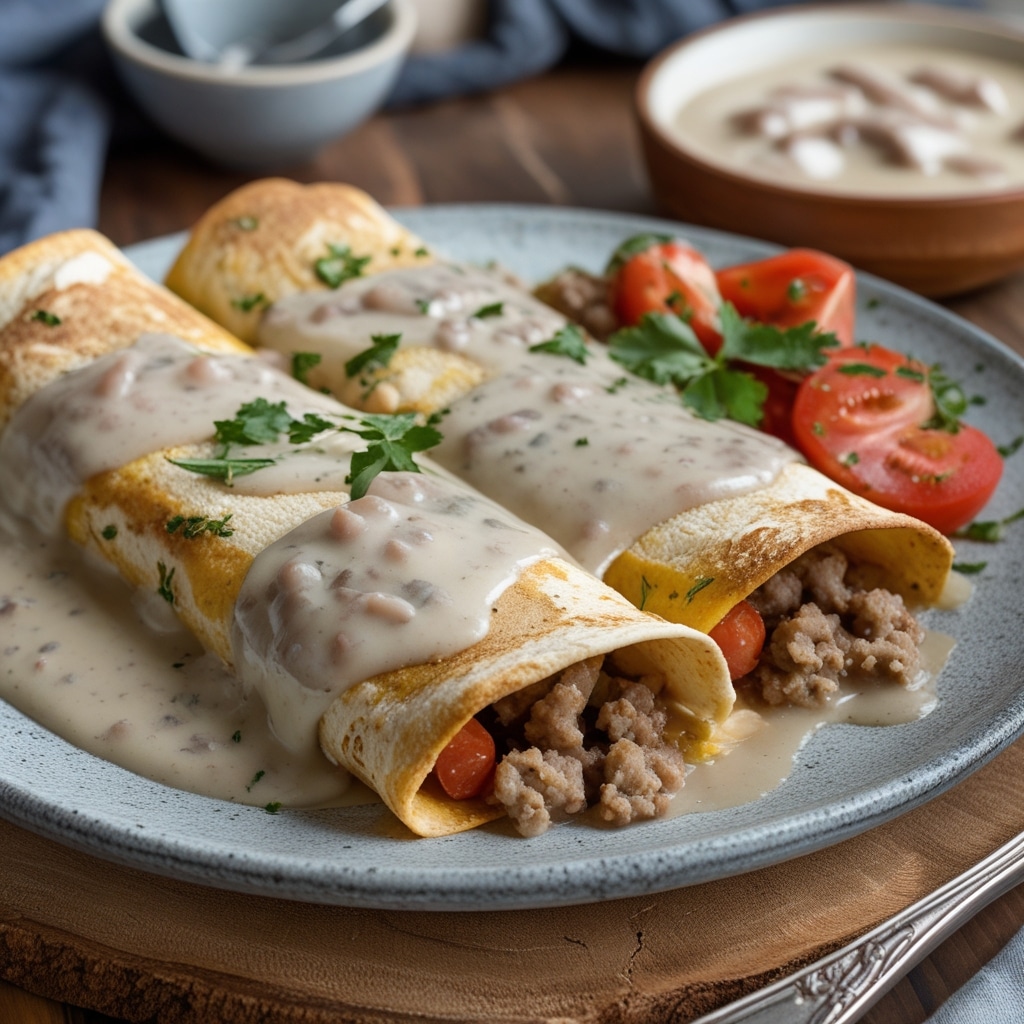 Southern Breakfast Enchiladas with Sausage Gravy
