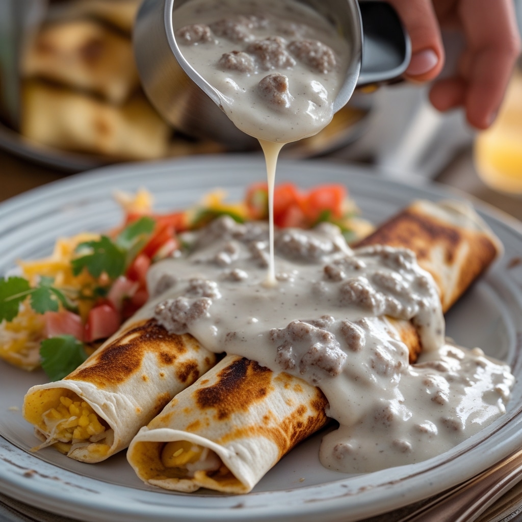 Southern Breakfast Enchiladas with Sausage Gravy