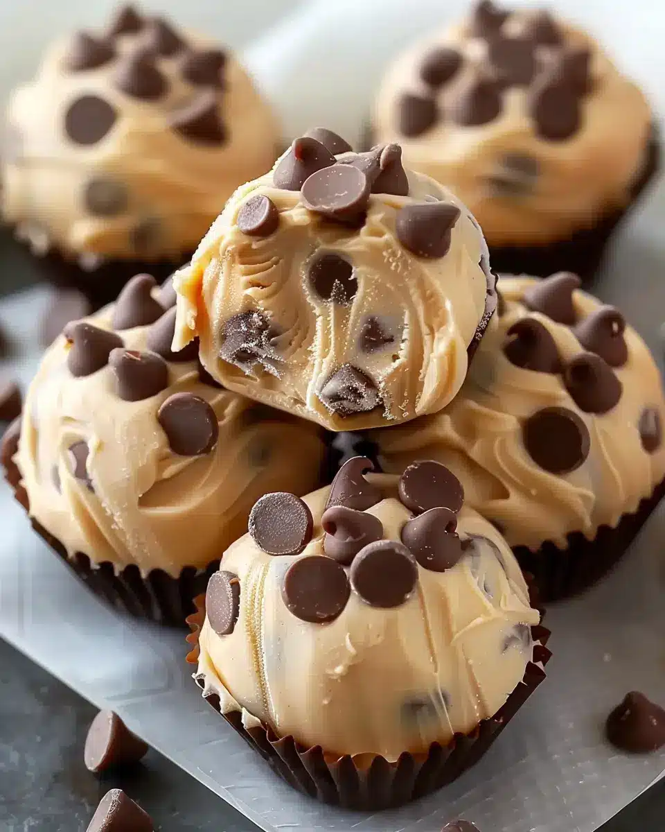 Frozen Greek Yogurt Peanut Butter Bites with Chocolate Chips