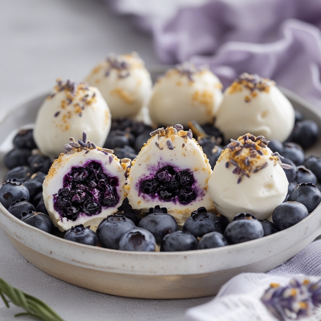 No-Bake Lavender Blueberry Greek Yogurt Bites