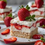 Flourless Cottage Cheese Strawberry Shortcake Bars