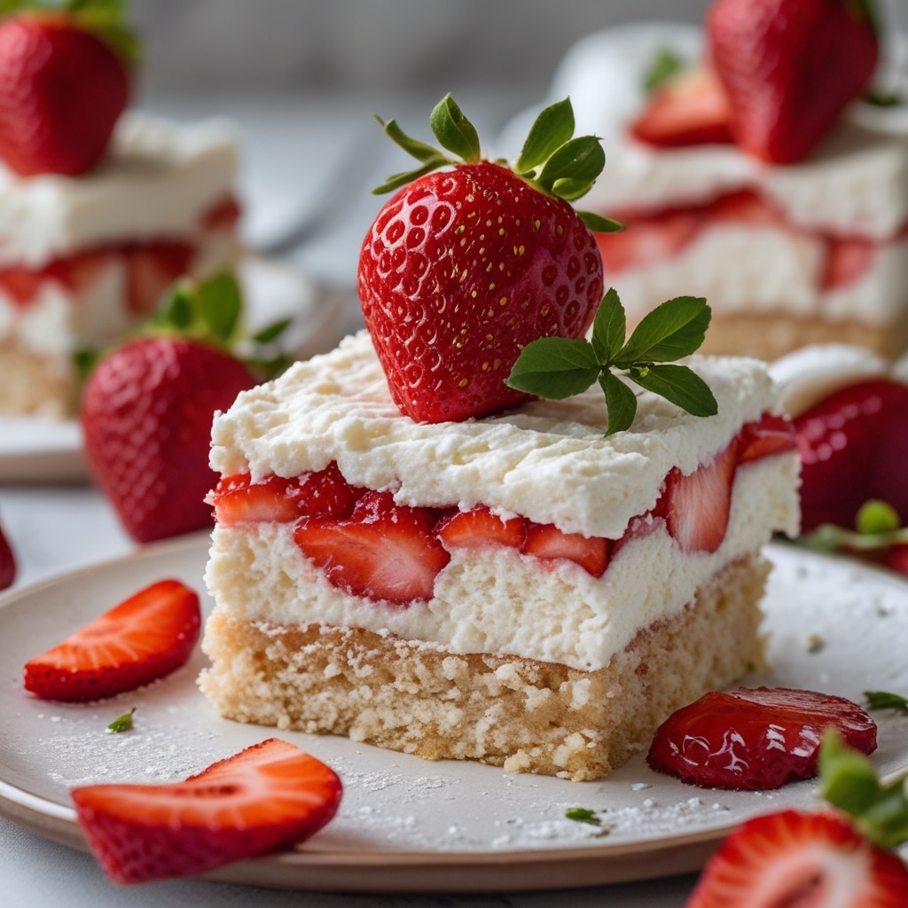 Flourless Cottage Cheese Strawberry Shortcake Bars