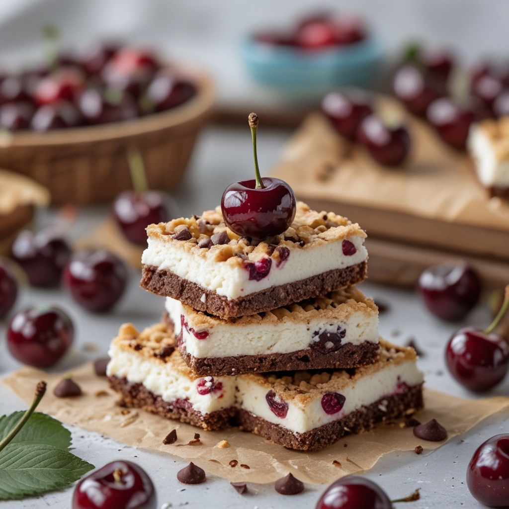 Flourless Cottage Cheese Cherry Chocolate Bars