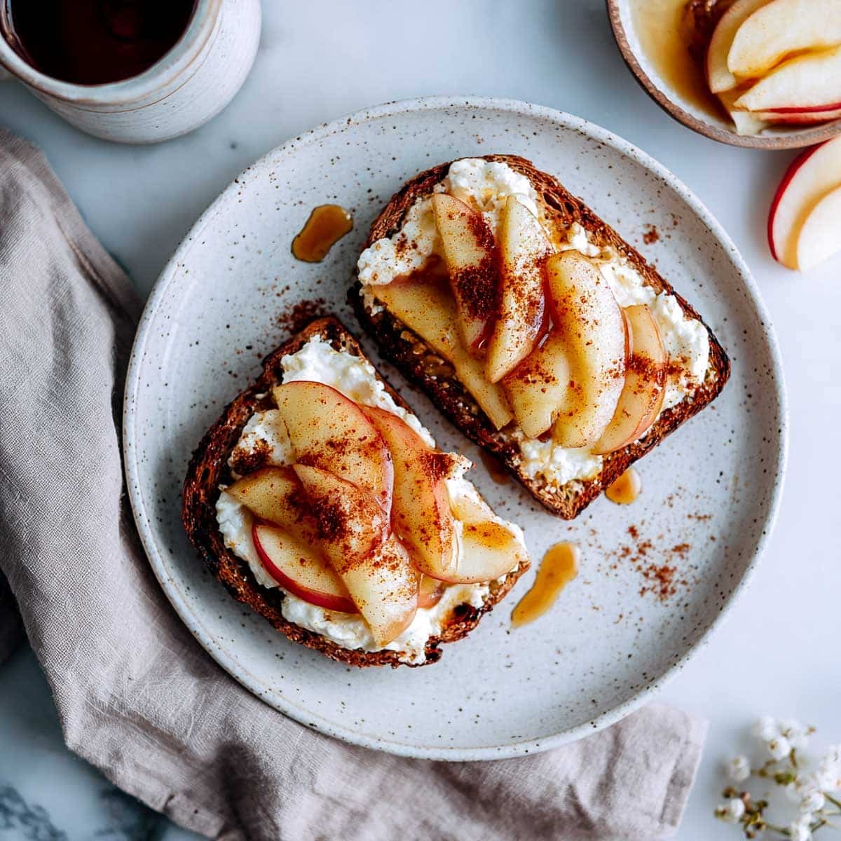 Warm Cinnamon Apple Cottage Cheese Toast