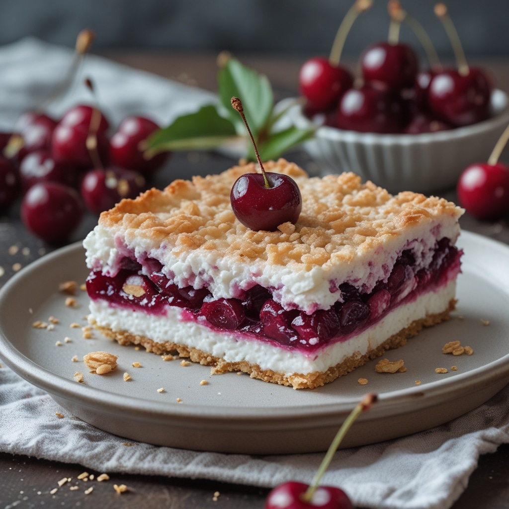 High-Protein Cherry Cottage Cheese Pie Bars