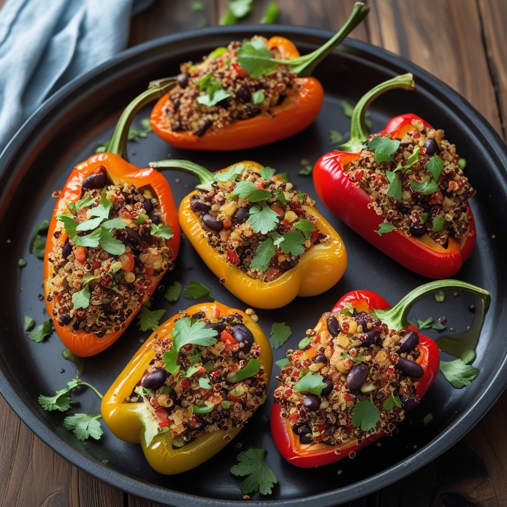 Savory Quinoa & Black Bean Stuffed Peppers