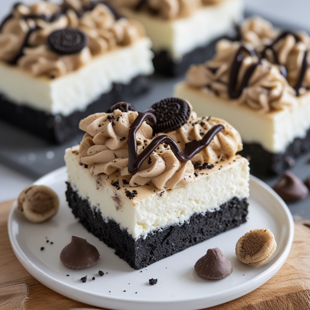 No-Bake Cottage Cheese Cookies & Cream Cheesecake Bars