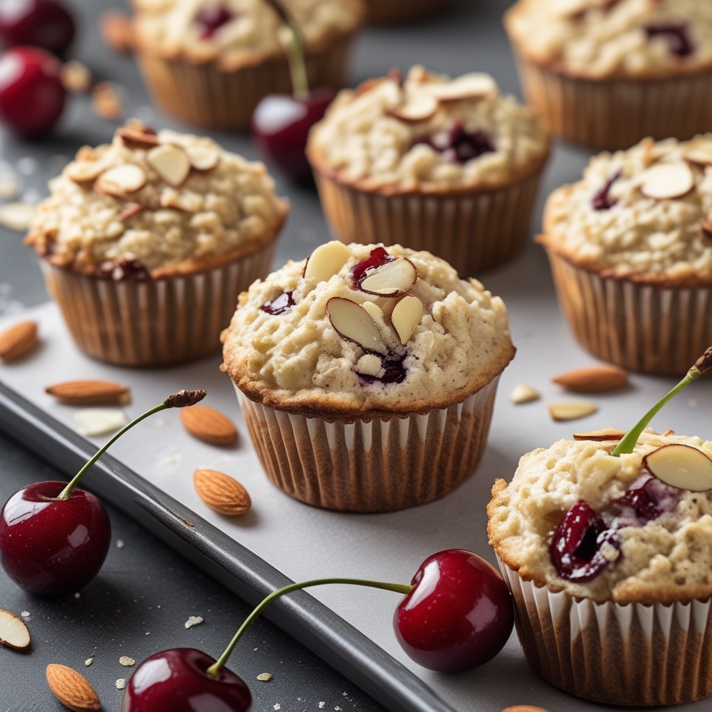 Flourless Cottage Cheese Cherry Almond Muffin Bites