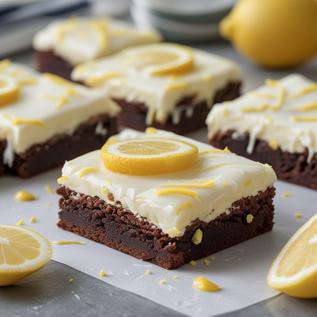 Lemon Brownies with Lemon Glaze