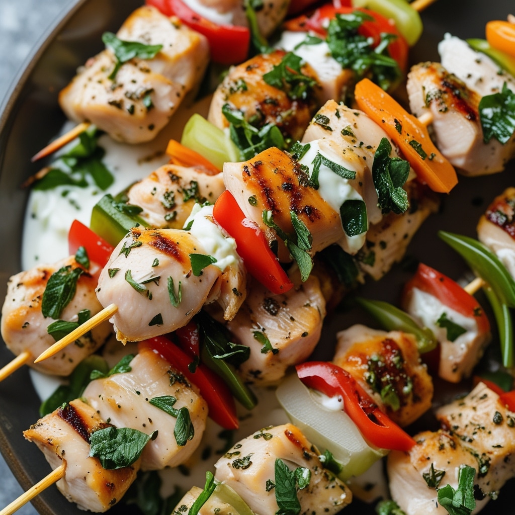 Herbed Greek Yogurt Chicken Skewers
