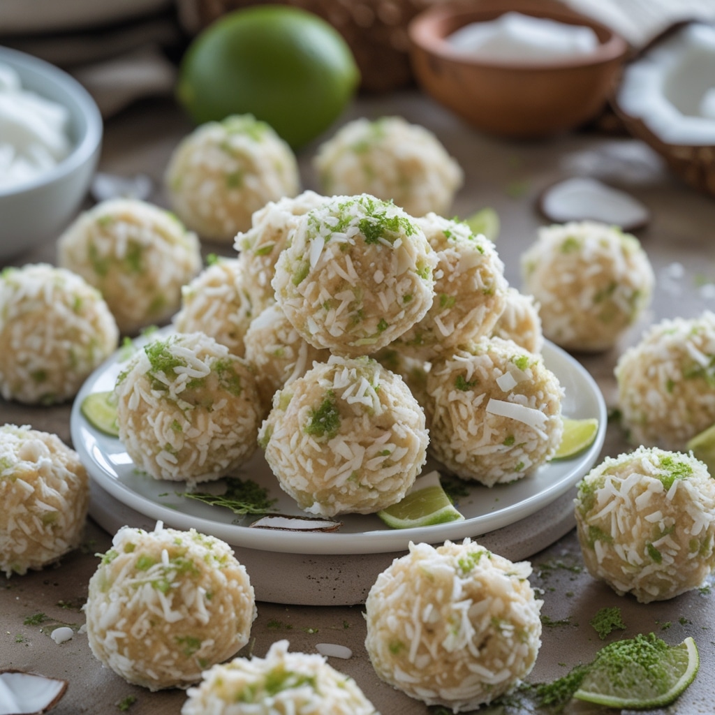 No-Bake Cottage Cheese Coconut Lime Energy Bites