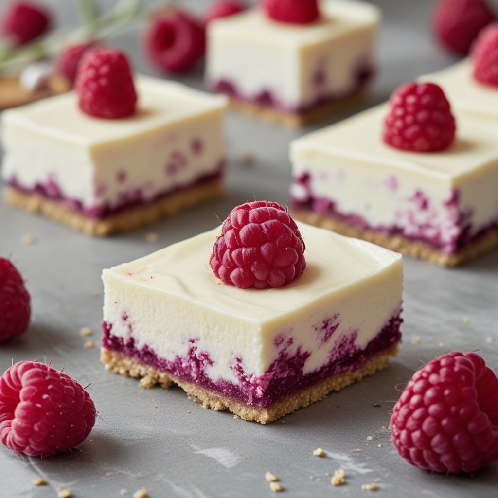 No-Bake Raspberry Greek Yogurt Cheesecake Bars