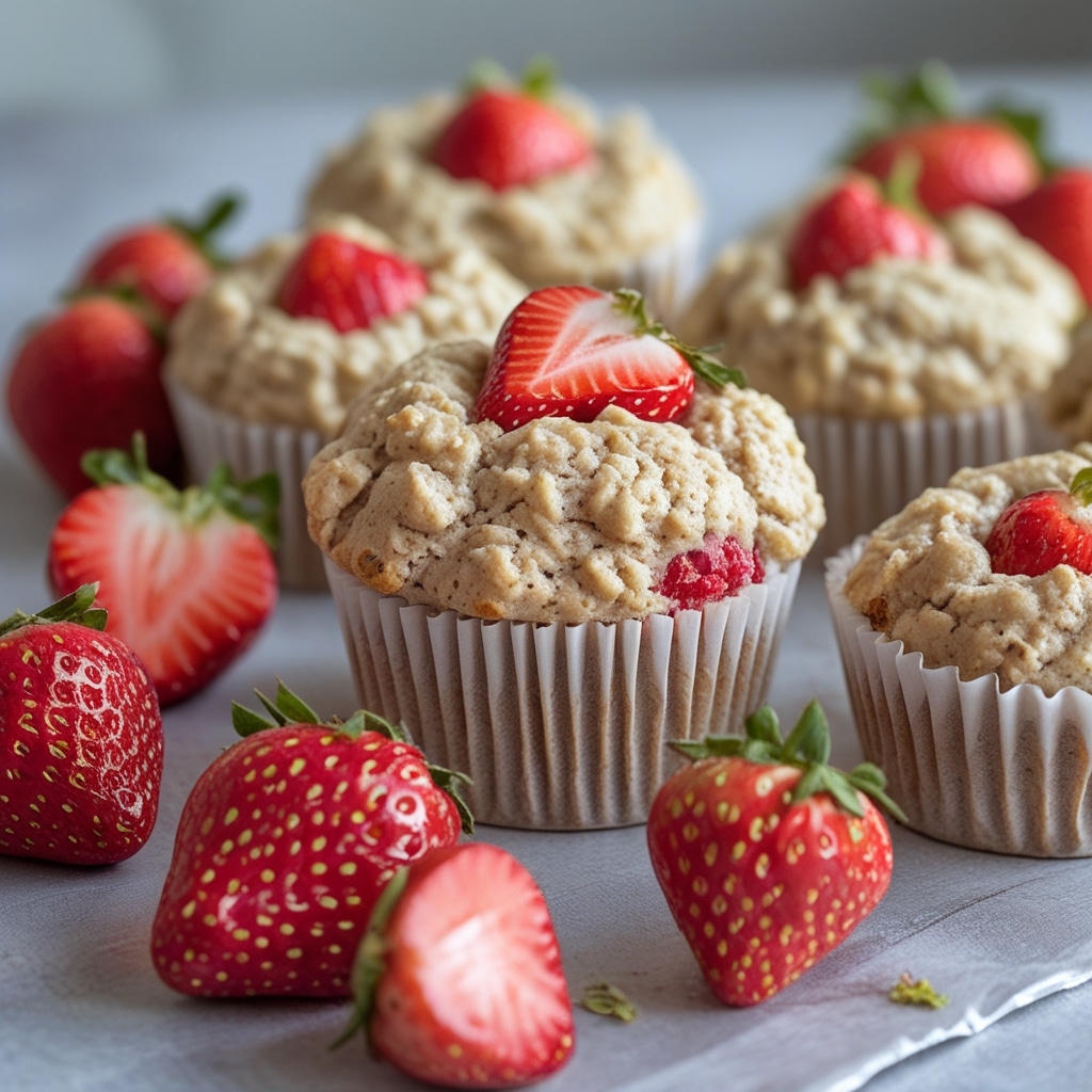 Flourless Cottage Cheese Strawberry Protein Muffins