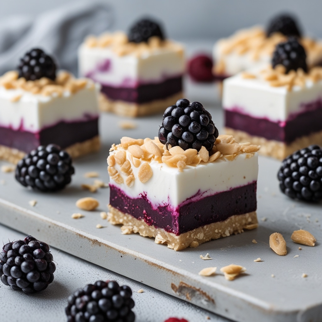 No-Bake Blackberry Greek Yogurt Protein Bars