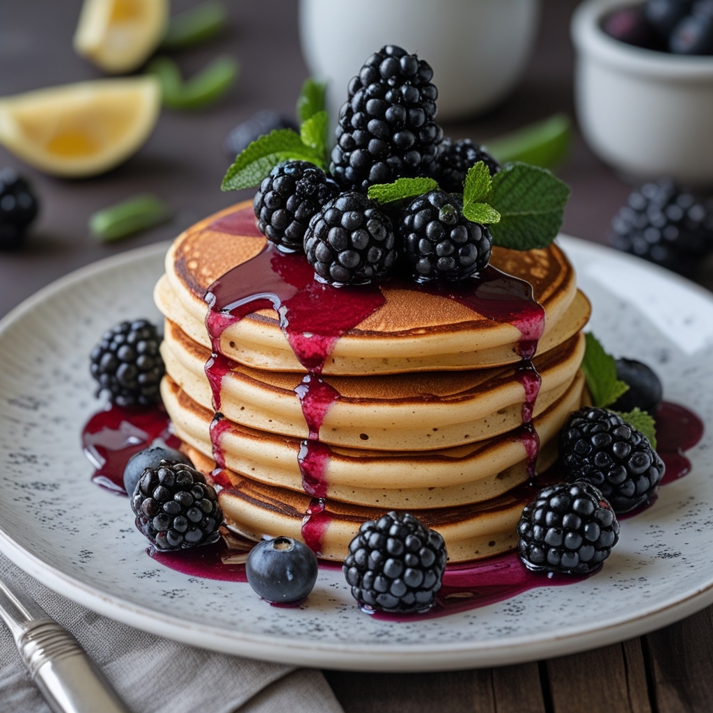 Easy Cottage Cheese Blackberry Protein Pancakes