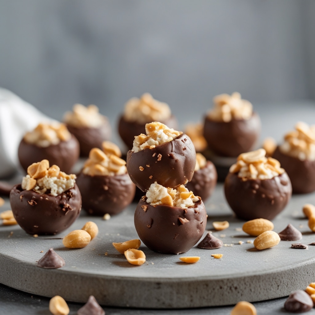 No-Bake Cottage Cheese Chocolate Peanut Protein Bites