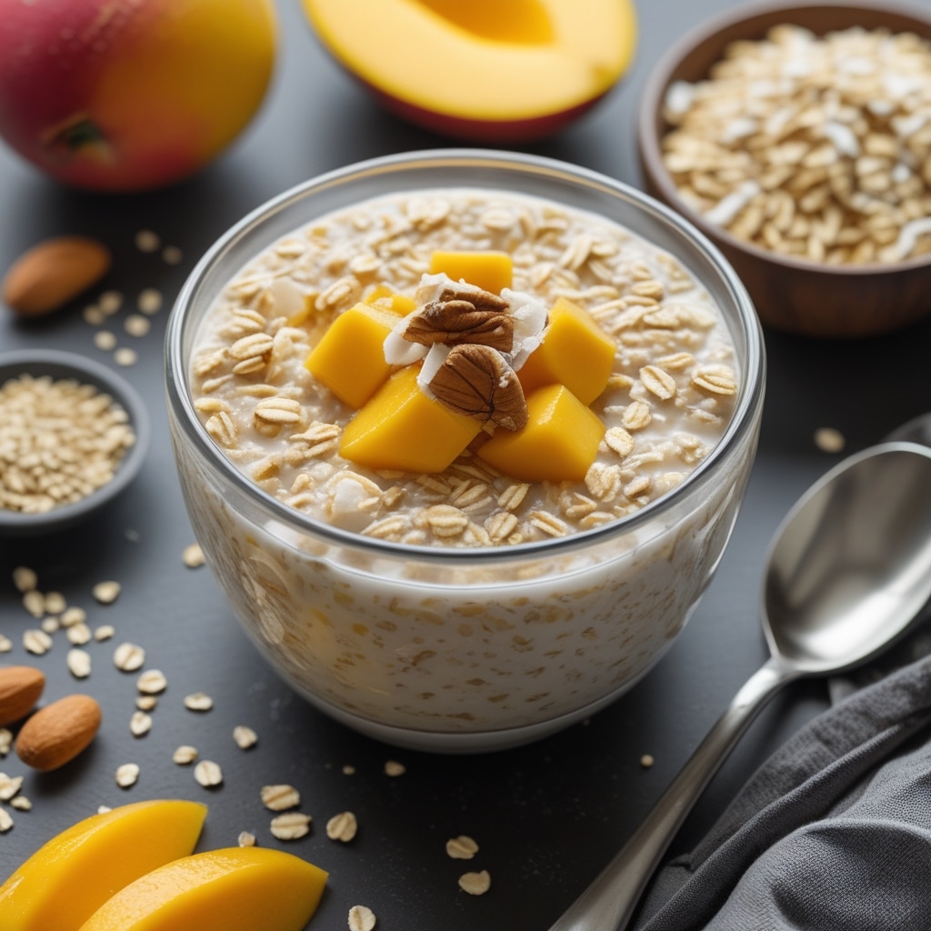 Mango Coconut Protein Overnight Oats