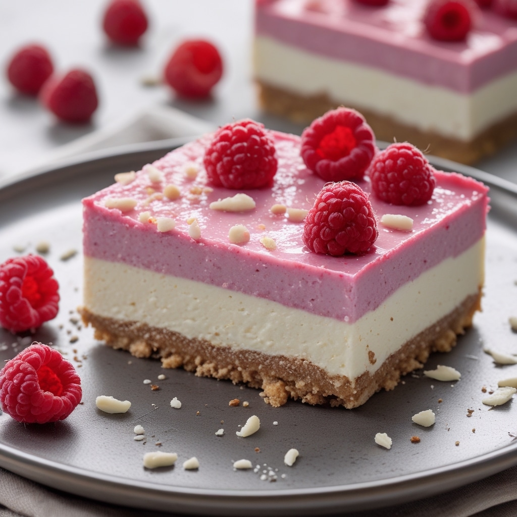 No-Bake Raspberry Greek Yogurt Cheesecake Bars
