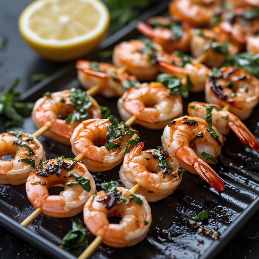 Lemon Garlic Herb Grilled Shrimp Skewers