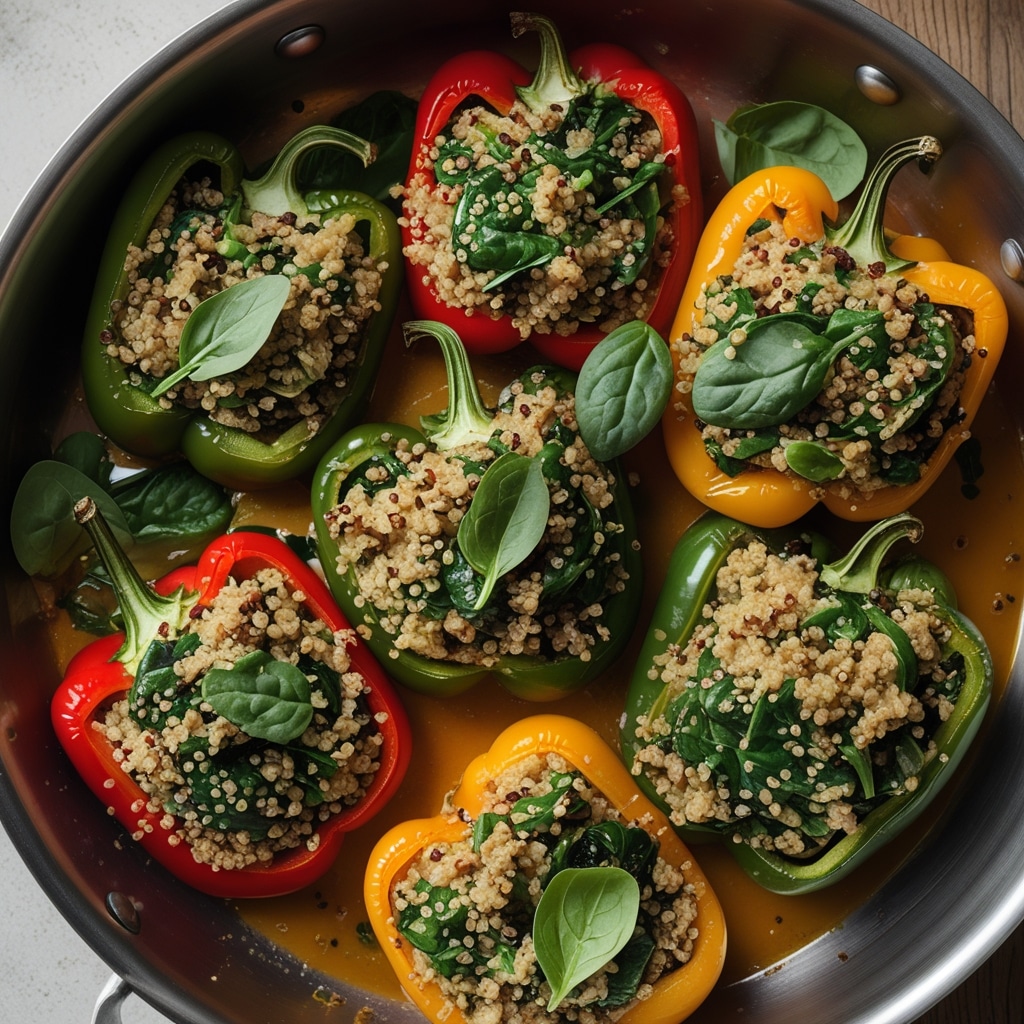 Savory Quinoa & Spinach Stuffed Peppers