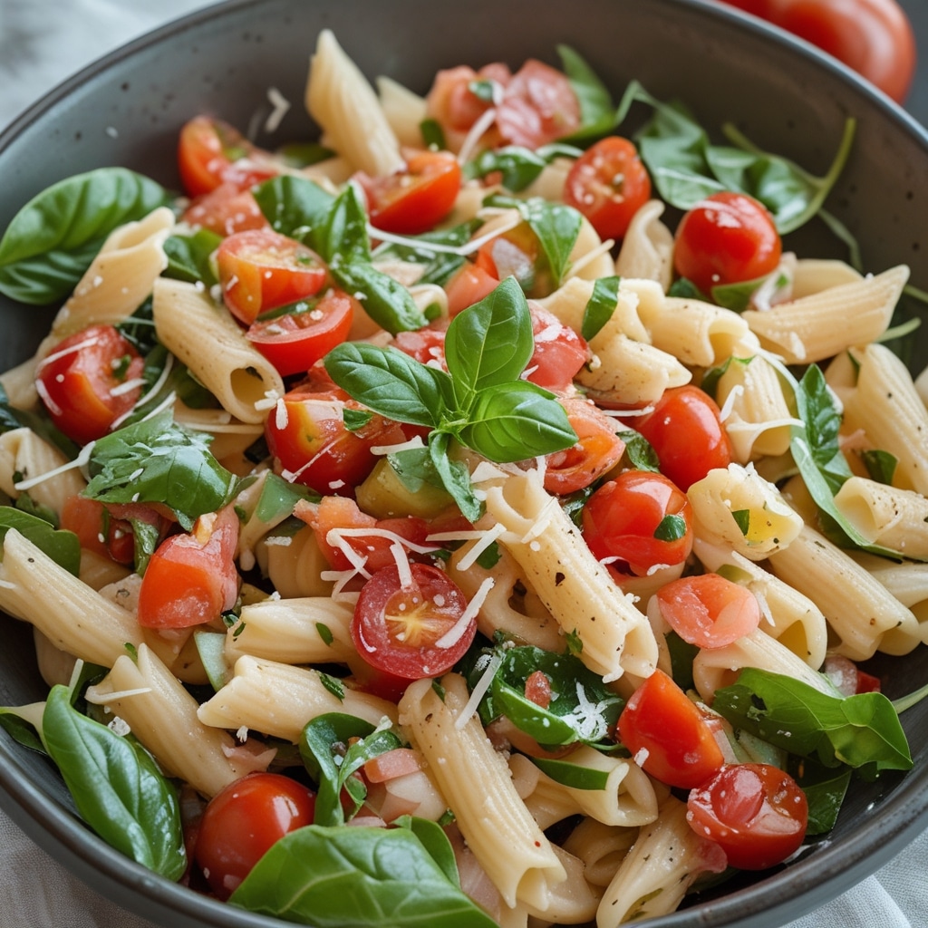 The Freshest Bruschetta Pasta Salad