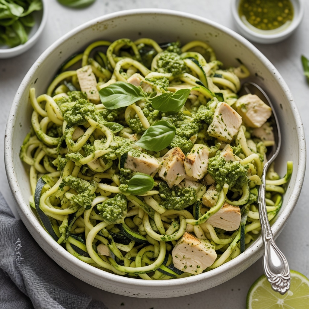 Zucchini Noodle Pesto Chicken Salad