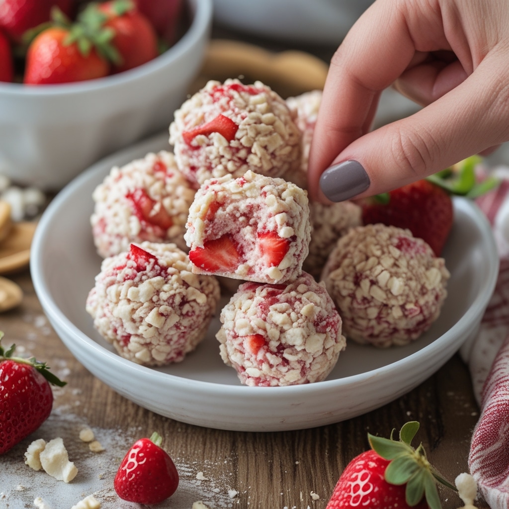 No-Bake Strawberry Cottage Cheese Protein Bites