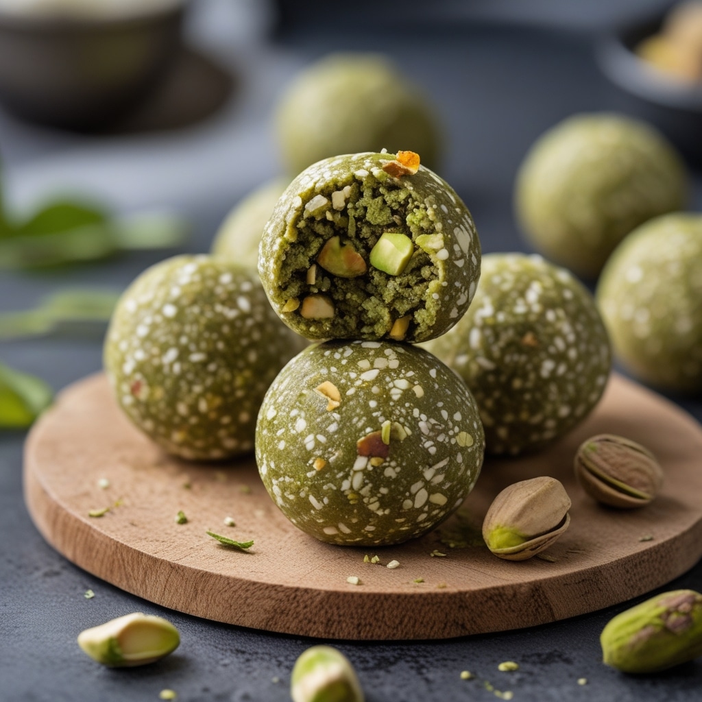 High Protein Matcha Pistachio Energy Balls