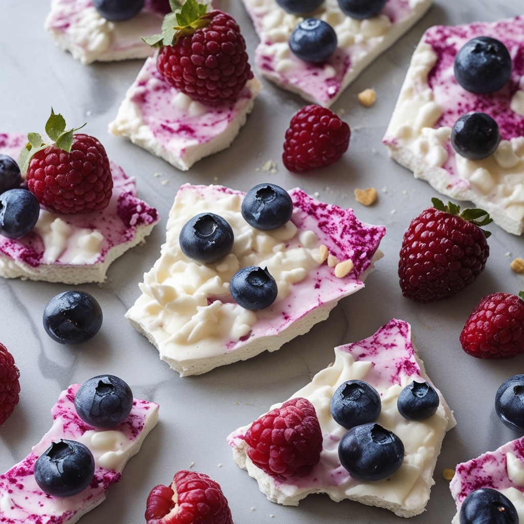 Frozen Berry Cottage Cheese Protein Bark