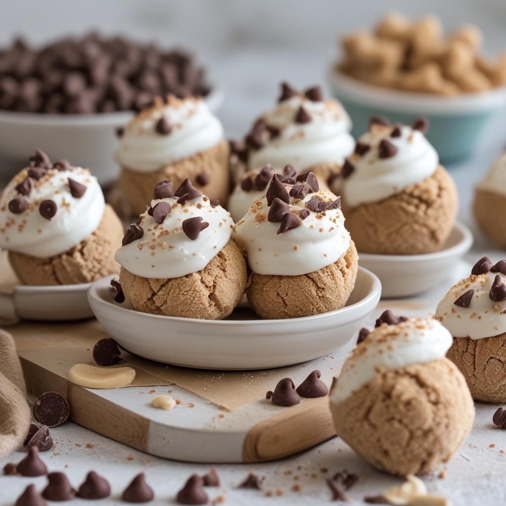 Easy Frozen Greek Yogurt Peanut Butter Bites with Chocolate Chips