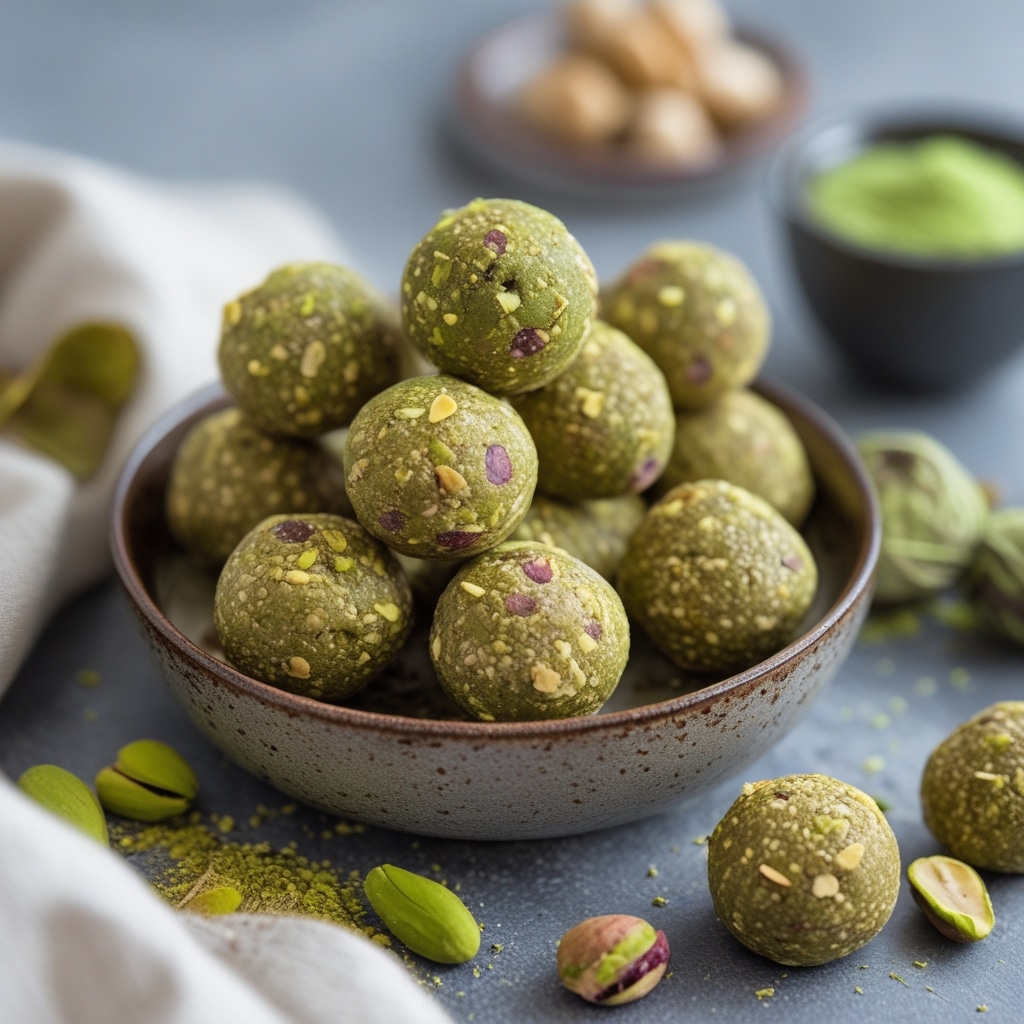 Pistachio Matcha Protein Energy Bites
