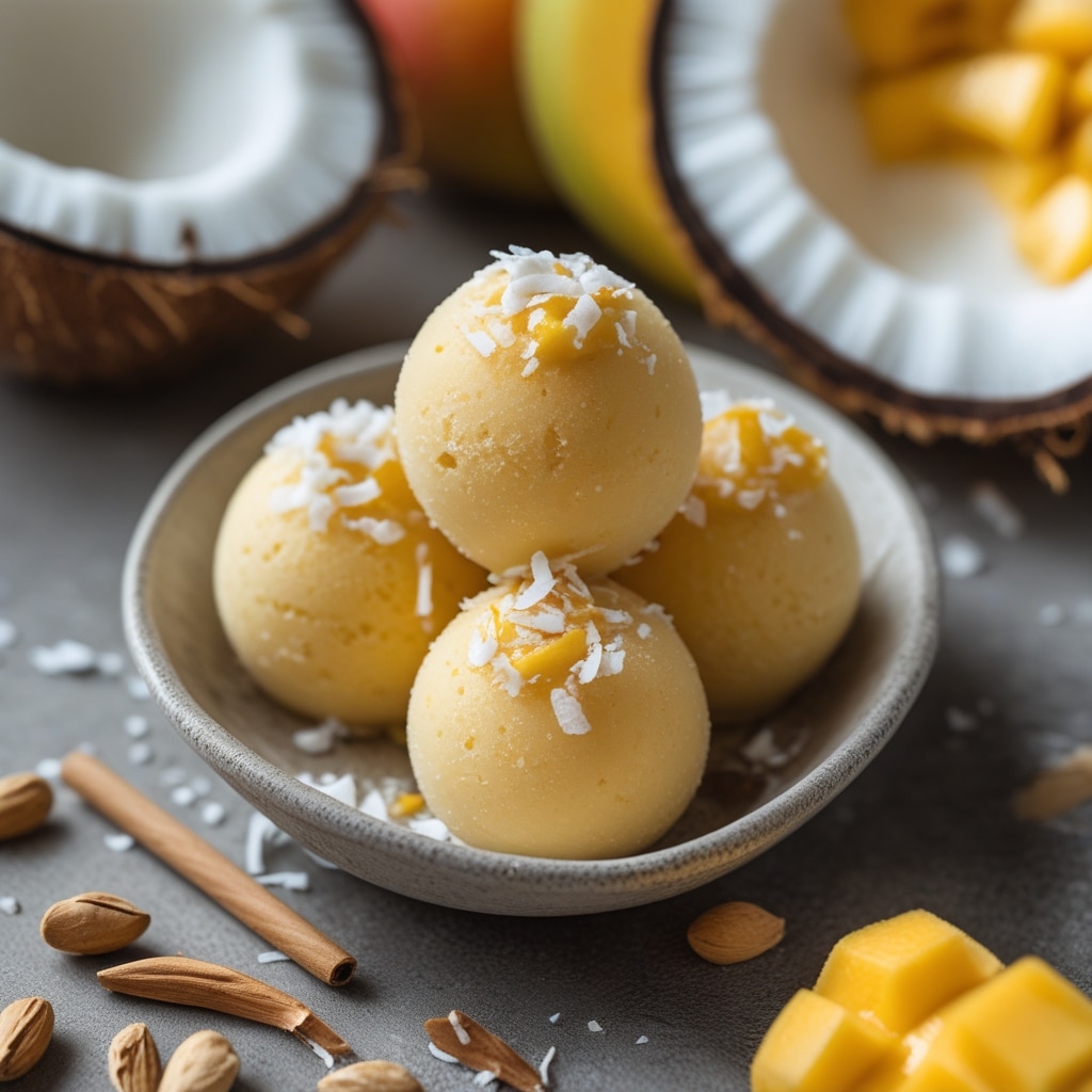 Mango Coconut Protein Frozen Yogurt Bites