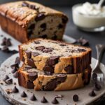 HIGH PROTEIN GREEK YOGURT BANANA BREAD WITH CHOCOLATE CHIP LAYERS SLICES